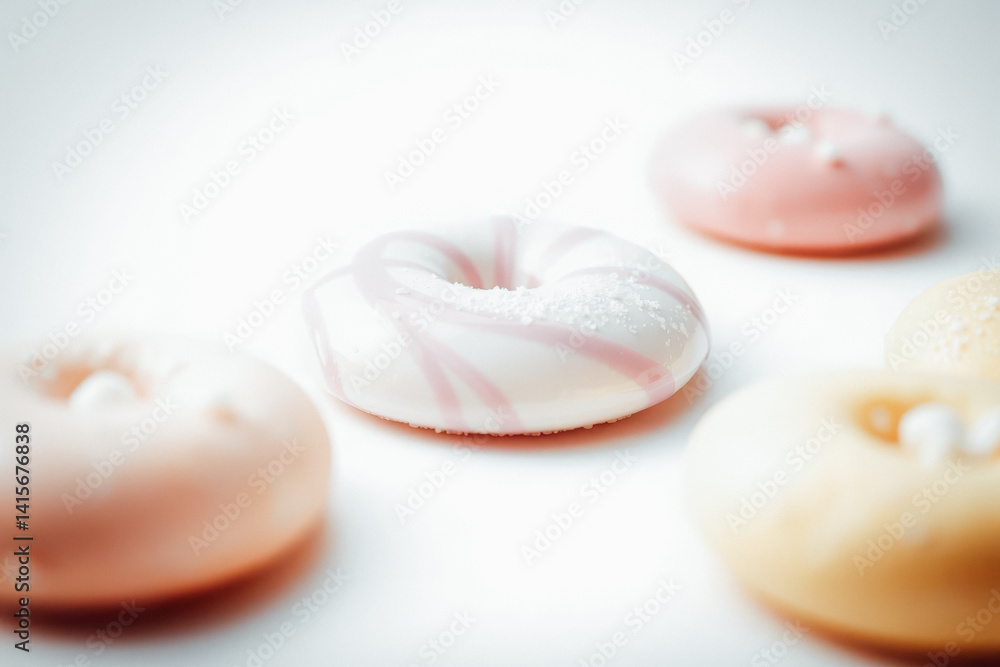 Group of Colorful and Delicious Glazed Donuts