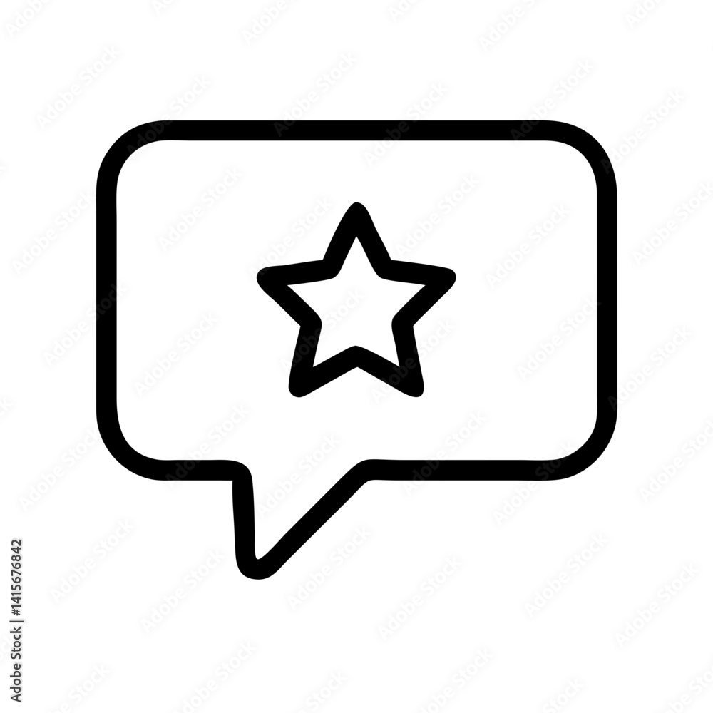 feedback speech bubble outline with star inside - flat stroke icon for apps and websites
feedback speech bubble outline with star inside - flat stroke icon for apps and websites