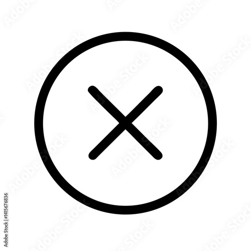 status indicator circle outline with x symbol - flat stroke icon for apps and websites
