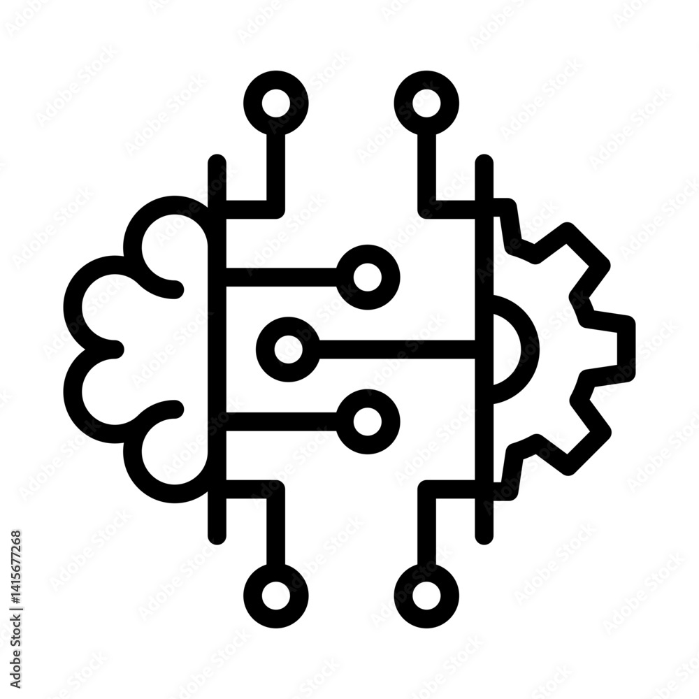 machine learning icon for artificial intelligence and neural network processing - flat stroke icon for apps and websites
machine learning icon for artificial intelligence and neural network processing - flat stroke icon for apps and websites
