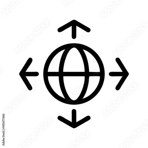 flat stroke cdn icon for apps and websites, content delivery, global data distribution, cloud infrastructure
