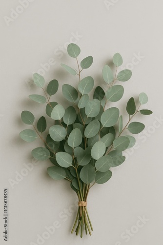 Fresh Eucalyptus Bundle on Neutral Background for Home Decor and Crafting
