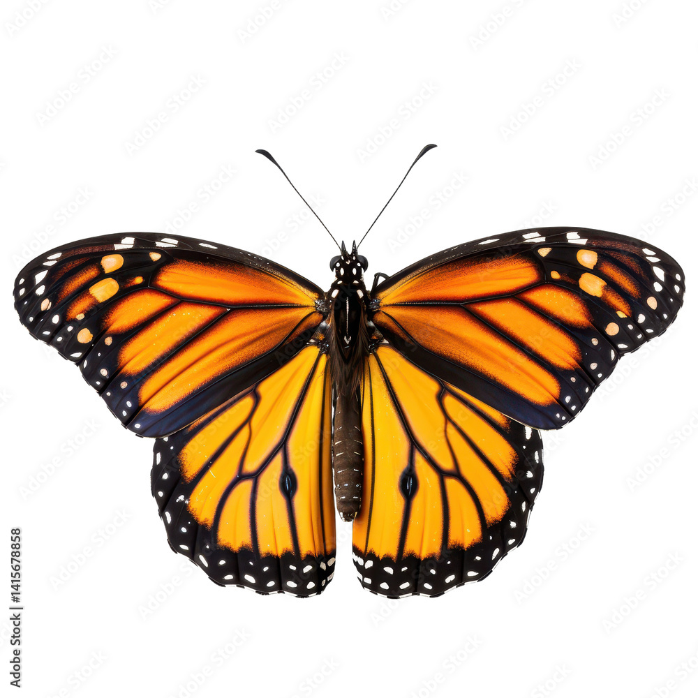 Fototapeta premium Monarch butterfly isolated on transparent background.