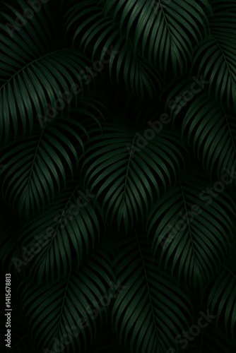 Lush Green Palm Leaves Create a Serene Backdrop in a Tropical Environment Dur...