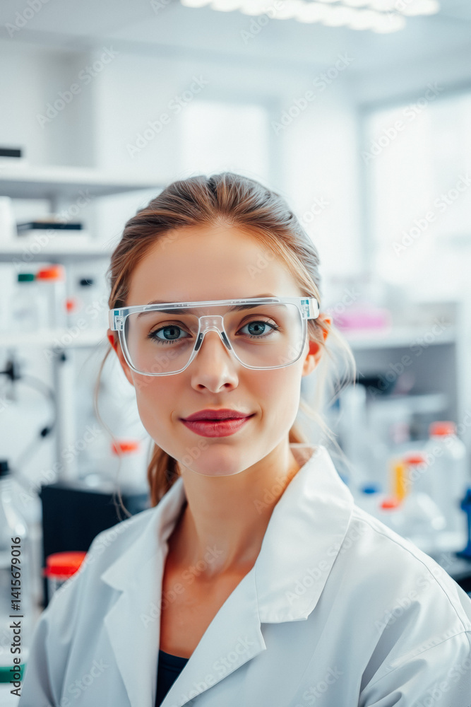 Focused Female Scientist in Laboratory Setting