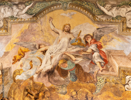 Perugia - The fresco of Jesus in his Glory the church Chiesa del Gesu by Andrea Pozzo from 18. cent.