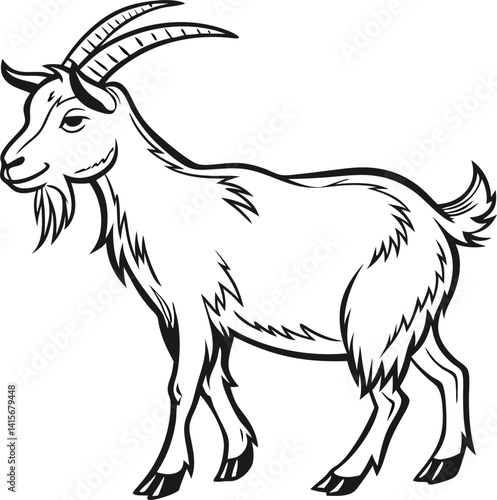 Goat black vector sketch. Islamic Eid ul Adhha Symbol.