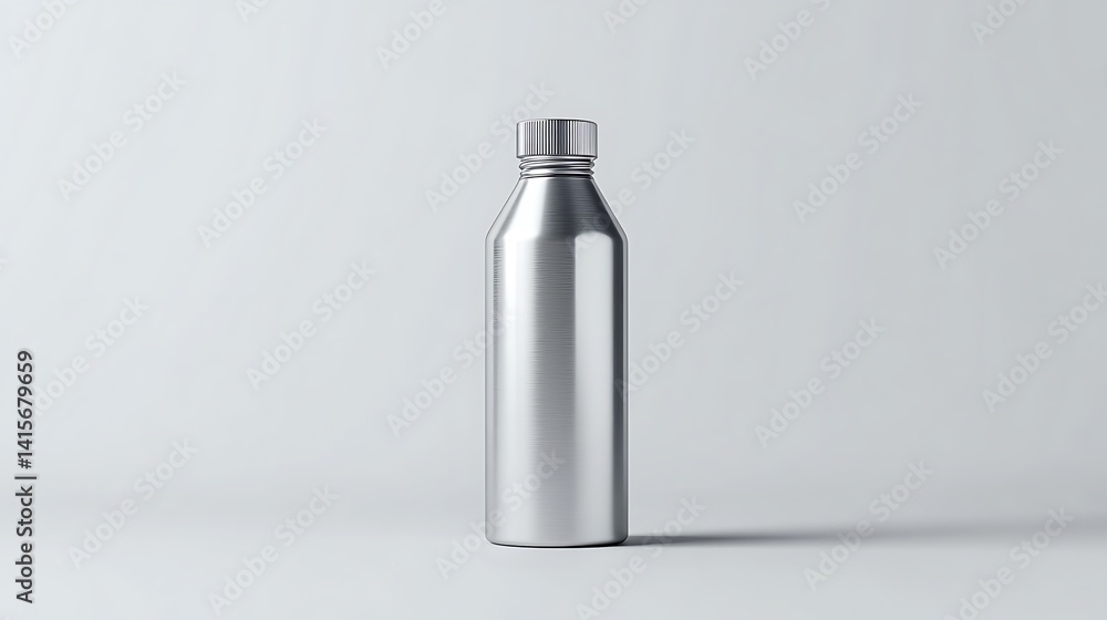 Mockup of a metal bottle on a white background. 3d rendering Mockup of a metal bottle on a white background. 3d rendering