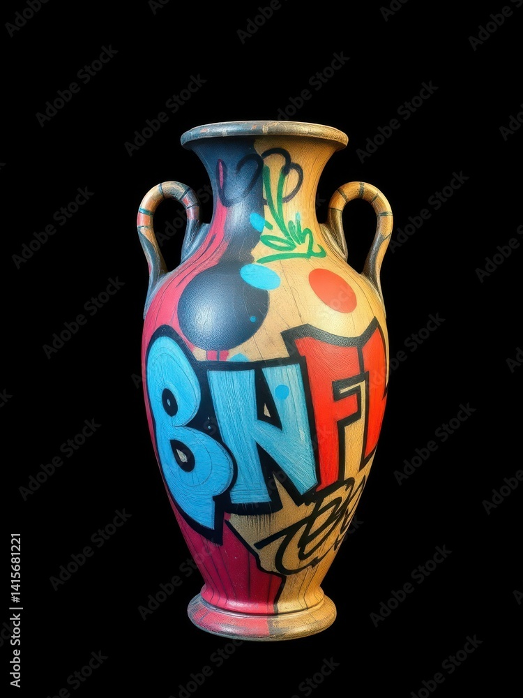Classic Greek Vase With Modern Graffiti Twist Classic Greek Vase With Modern Graffiti Twist