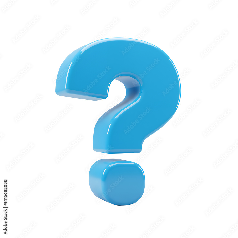 Blue Question Mark on White Background Asking Questions Blue Question Mark on White Background Asking Questions