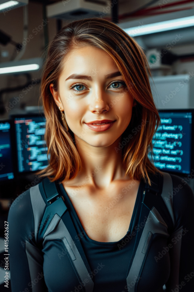 Female Programmer in Futuristic Wearable Tech