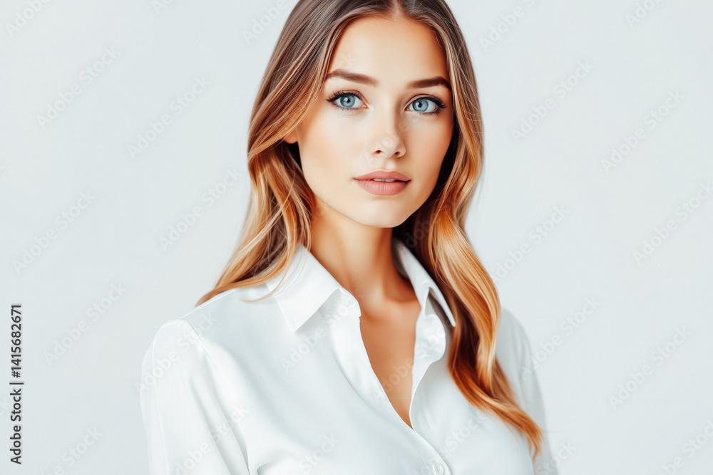 Beautiful Woman in White Shirt Close-up Portrait Beautiful Woman in White Shirt Close-up Portrait
