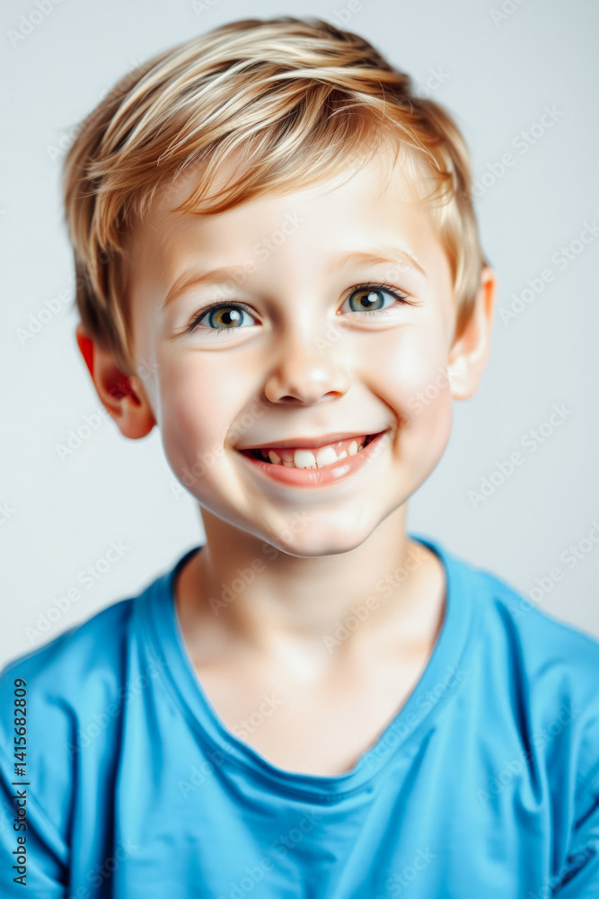 Smiling Boy Portrait Studio Shot