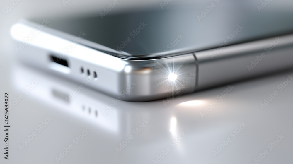 Close up of charging port surrounded by focused white light, clean surface, soft shadows, subtle tech highlight Close up of charging port surrounded by focused white light, clean surface, soft shadows, subtle tech highlight