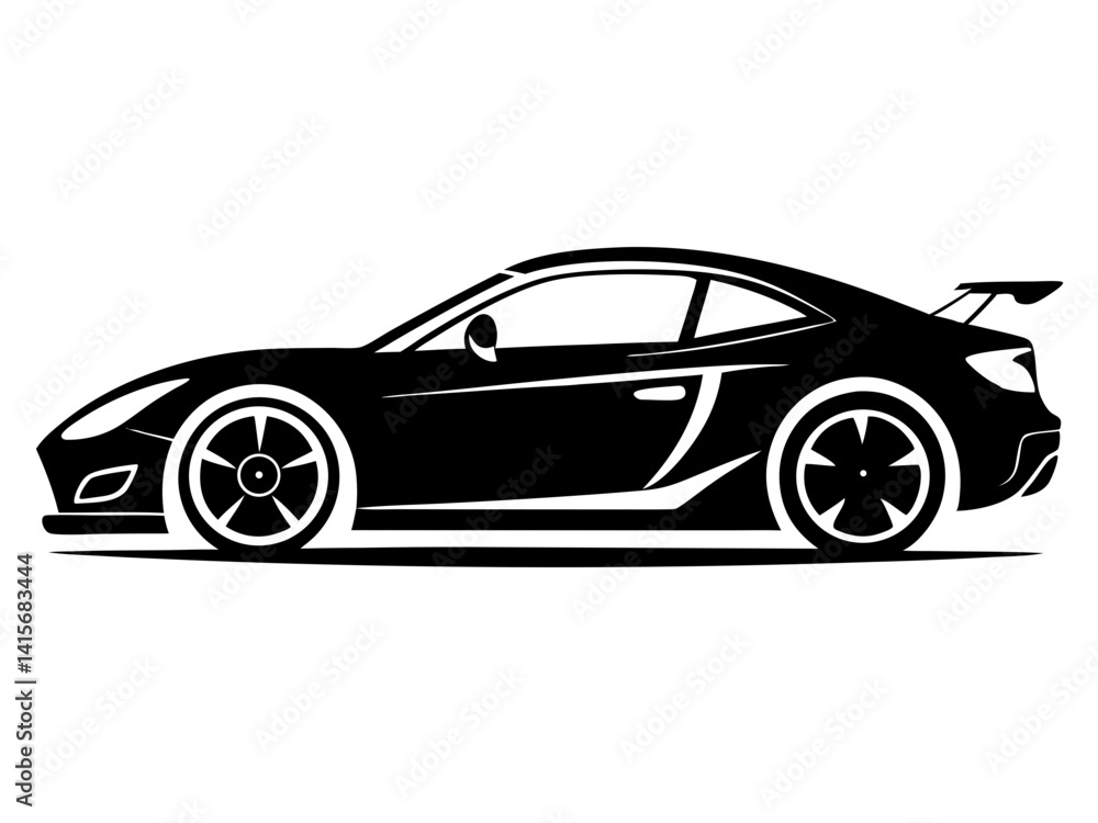 Naklejka premium Sports Car Silhouette Vector Design | Sleek Sports Car SVG