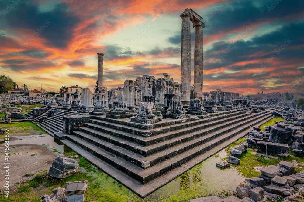 The Apollo Temple view in Didim Town of Turkey