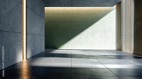 Wallpaper Mural Empty architecture scene with olive green accent wall and narrow light beam cutting across floor, modern concept Torontodigital.ca