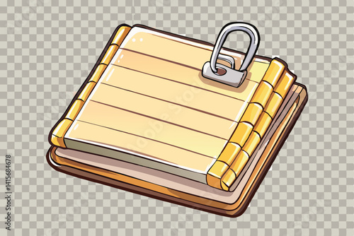 Wooden Spine Spiral Notebook with Metal Lock Vector