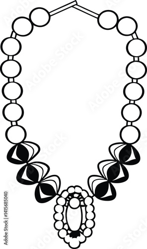 Mardi Gras Head Necklace Silhouette Vector, holiday design, Mardi Gras headpiece, beads necklace