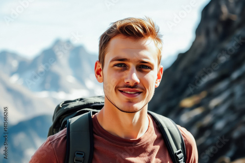 Smiling Hiker on Mountain Peak