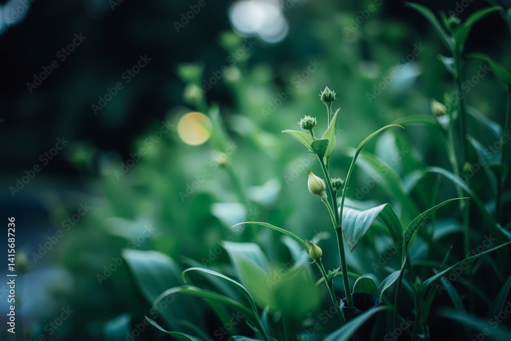 Fresh Green Buds Among Lush Foliage