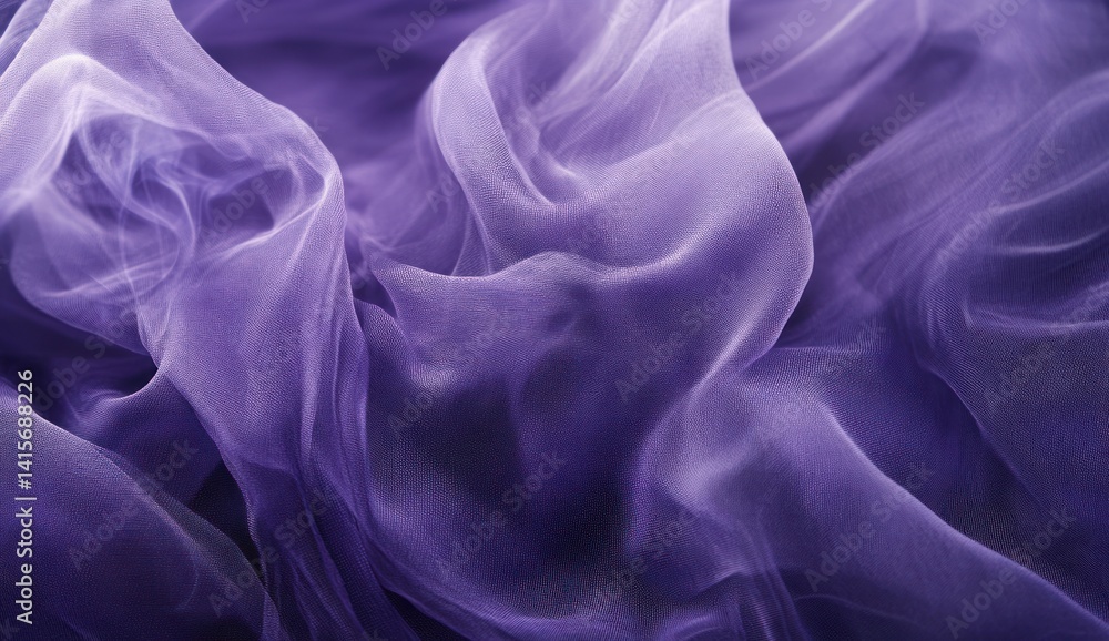 Fototapeta premium Abstract purple smoke or fabric swirls creating a soft and flowing texture.