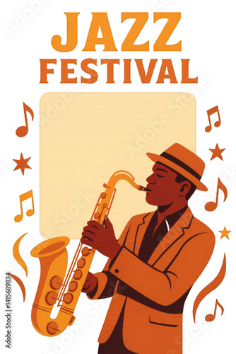 Jazz Festival Celebration Featuring a Saxophonist Performing in an Inviting A...