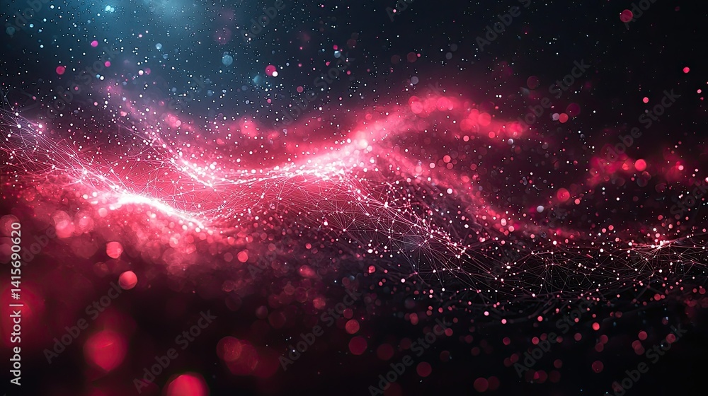 Fototapeta premium Abstract Red Network Glowing Lights Background