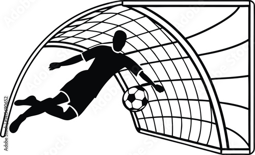 Soccer Goal Scorer Silhouette Vector, training, fitness, athletic, goalkeeper, play, victory