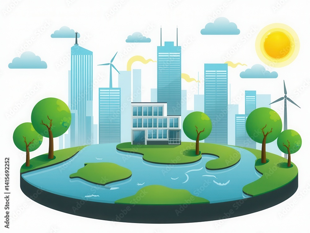 Reduce CO2 emission. Sustainable development concept. Renewable energy-based green businesses can limit climate change and global warming..