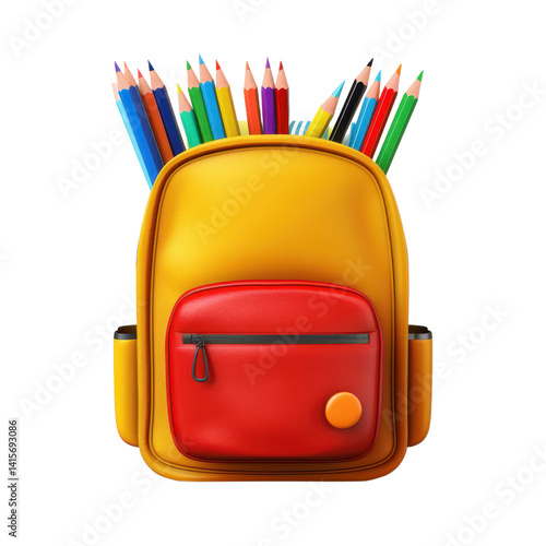 school bag isolated on transparent background.