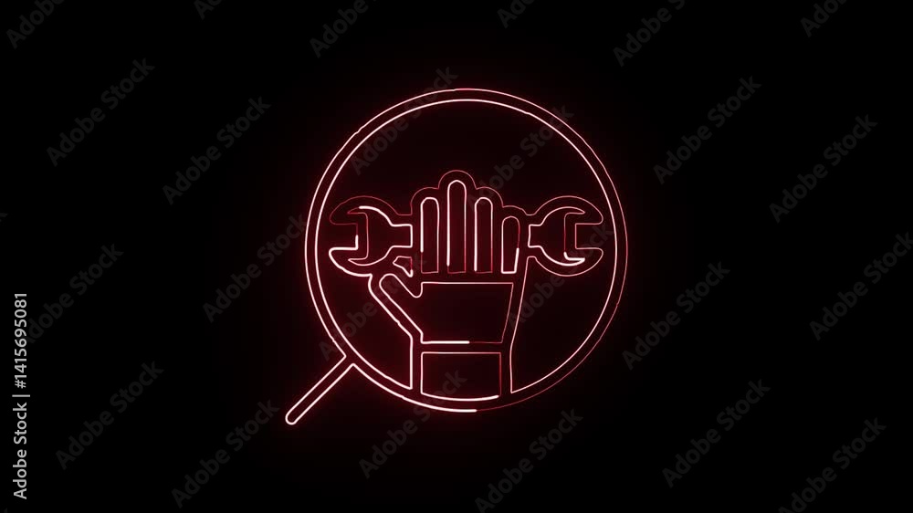 glowing neon compliance manager icon isolated, black background, HD motion graphic animation glowing neon compliance manager icon isolated, black background, HD motion graphic animation