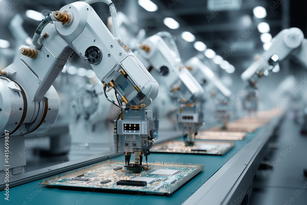 industrial robot machine in factory industrial robot machine in factory
