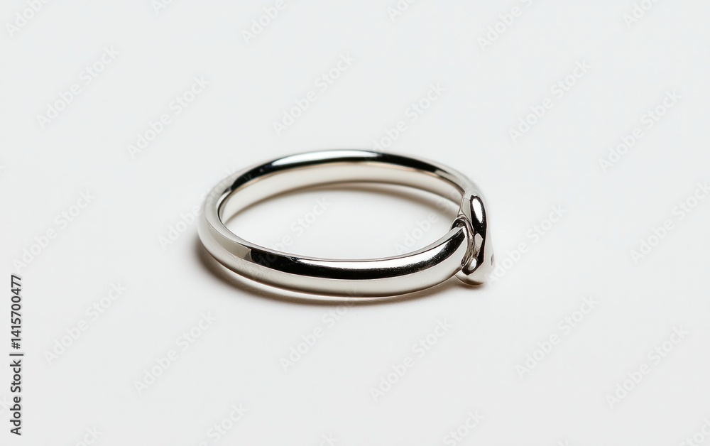 Silver knot ring on white background. Simple, elegant design. Minimalist jewelry photography Silver knot ring on white background. Simple, elegant design. Minimalist jewelry photography
