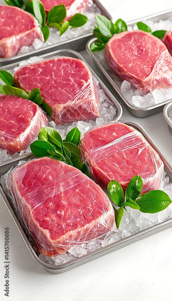 Fresh Steak on Ice Tray Fresh Steak on Ice Tray