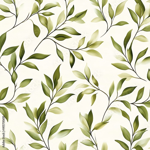 Elegant Green Leaf Pattern for Background Design and Textiles