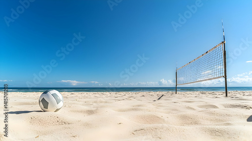 Obraz na płótnie Empty Beach Volleyball Court Under Sunny Sky w salonie
