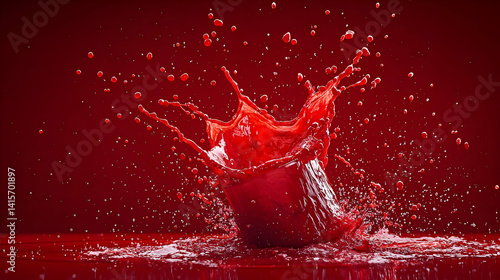 Vibrant Red Liquid Splash Explosion