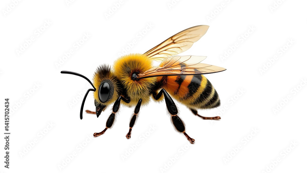 A bee on a black background isolated over png transparent background A bee on a black background isolated over png transparent background