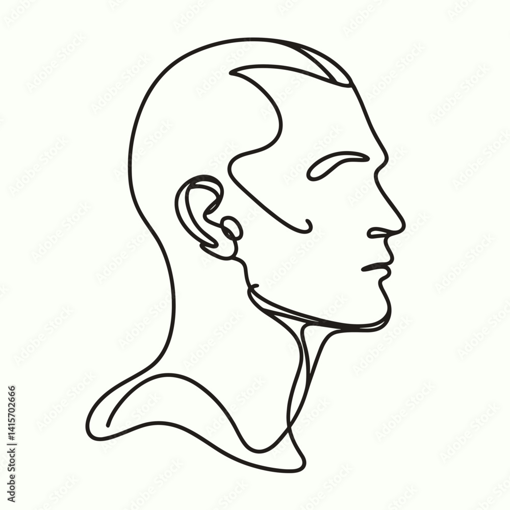 Line Art Profile of Male Head Print for T-Shirt Design Line Art Profile of Male Head Print for T-Shirt Design