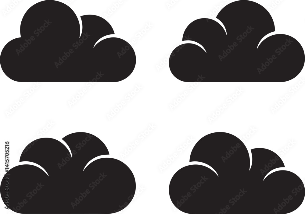 Sky cloud icon set silhouette vector illustration isolated On Transparent Background Sky cloud icon set silhouette vector illustration isolated On Transparent Background