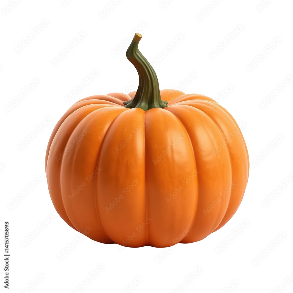 Fototapeta premium A single orange pumpkin isolated over png transparent background