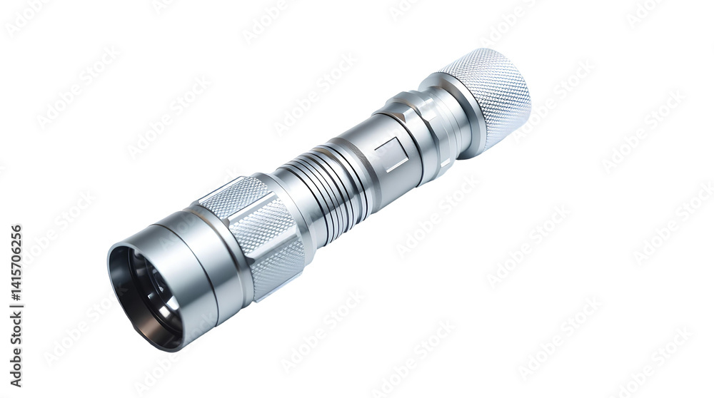 Photo of silver flashlight isolated on transparent background.png Photo of silver flashlight isolated on transparent background.png