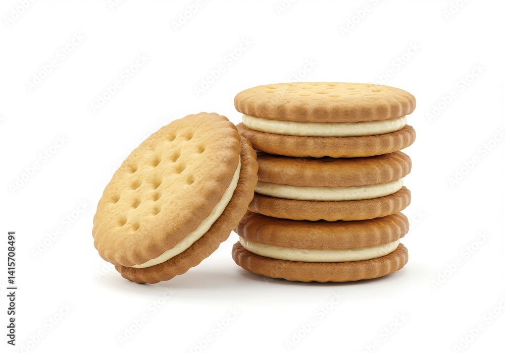 Stack of sandwich cookies with cream filling isoleted on white background Stack of sandwich cookies with cream filling isoleted on white background