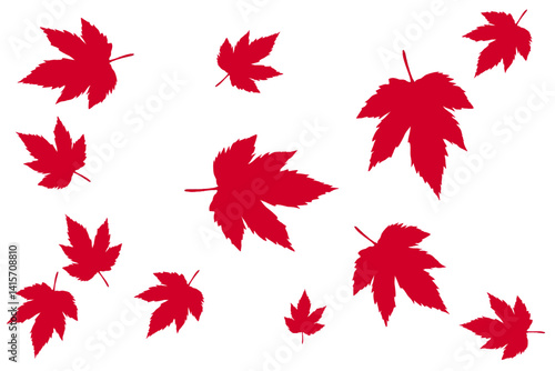illustration of a collection of red maple leaves without background