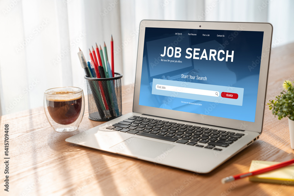 Online job search on modish website for worker to search for job opportunities on the recruitment internet network