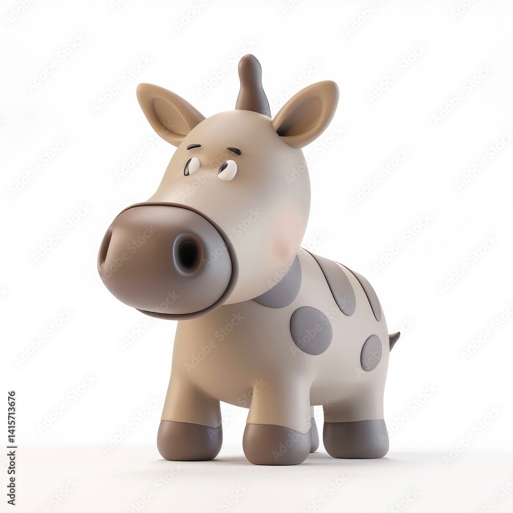 Fototapeta premium Cute cartoon giraffe figurine, perfect for kids.