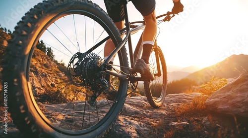 A man is riding a bike on a rocky mountain trail