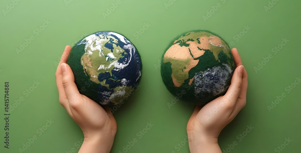Two hands holding the Earth Two hands holding the Earth