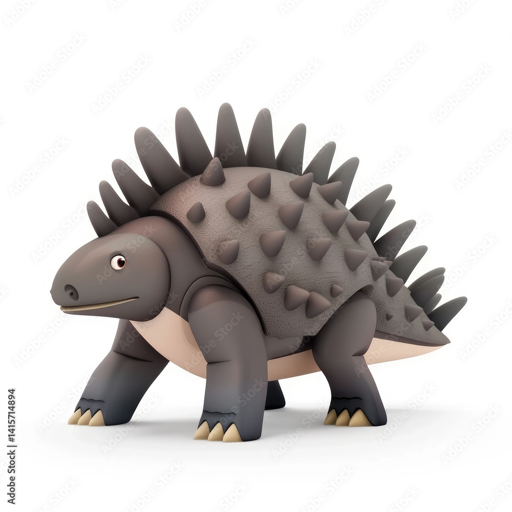 Fototapeta premium Cartoonish illustration of a prehistoric armored dinosaur.